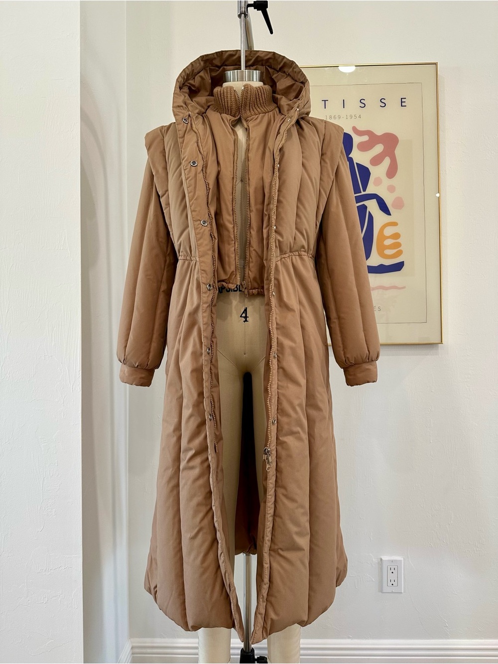 Vintage Long Puffer Coat with Hood